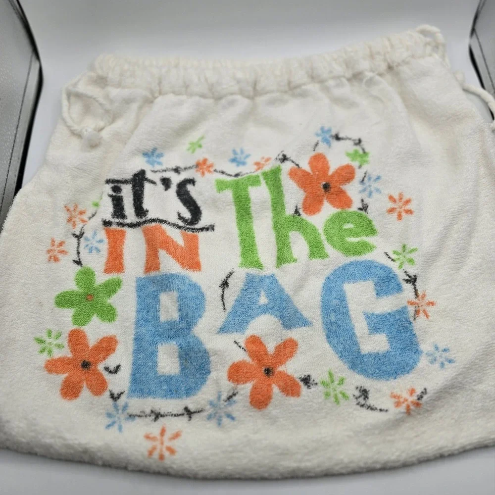 Vtg Cannon Made in USA 80's Towel Drawstring Bag Beach Tote